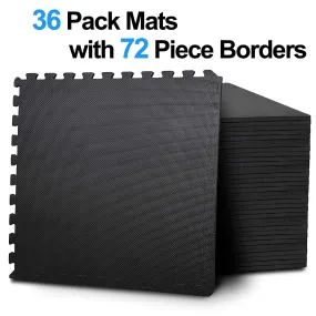 ZENY™ Interlocking EVA Foam Floor Mat Tiles High Density Fitness Exercise Mats for Home Gym,Yoga,Gymnastics,Cardio Workout Flooring,36 Tiles,144 SQ.FT