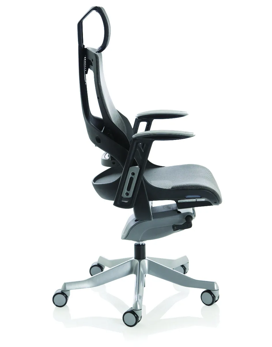 Zure Charcoal Mesh Ergonomic Office Chair - Optional Headrest and Frame Colour